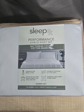 $180 Retail Performance 4-Piece Sheet Set in Light Gray - Queen